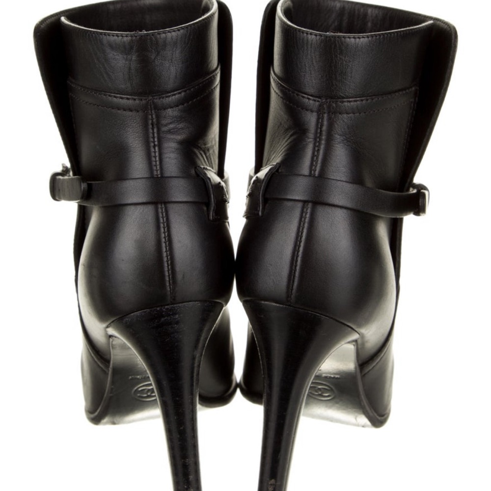 CHANEL Black Leather Ankle Heeled Boots - Picture 3 of 13